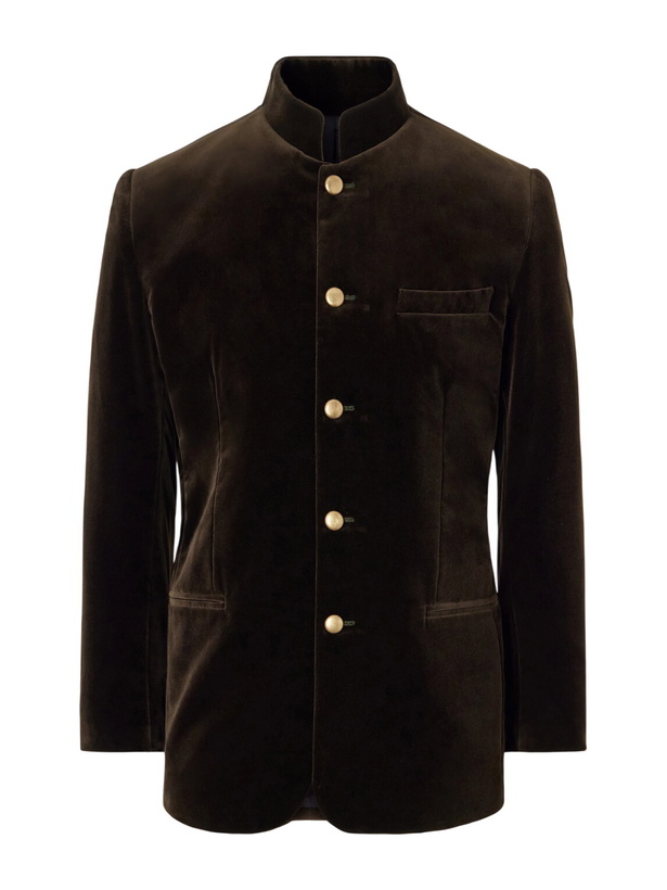 Photo: Favourbrook - Nehru Cotton-Velvet Blazer - Green