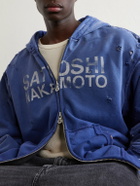 Satoshi Nakamoto - Luke Logo-Printed Cotton-Fleece Zip-Up Hoodie - Blue