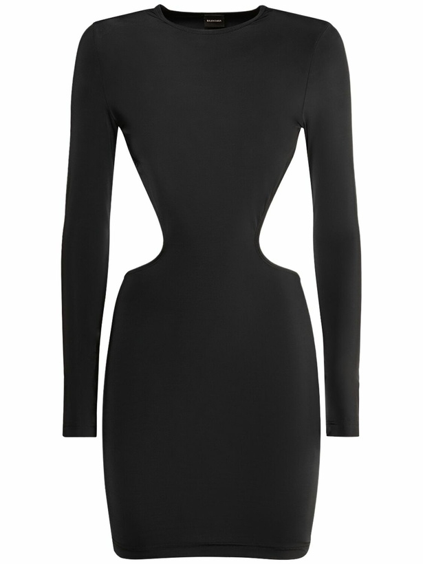 Photo: BALENCIAGA - Cut Out Nylon Blend Mini Dress