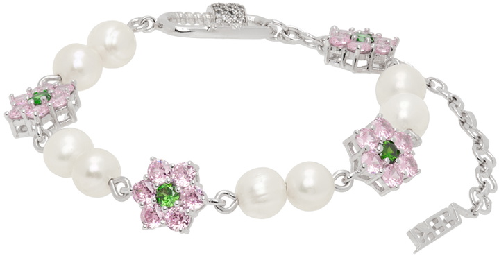 Photo: VEERT White Gold Macro Flower Freshwater Pearl Bracelet