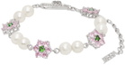VEERT White Gold Macro Flower Freshwater Pearl Bracelet