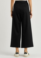 Eileen Fisher Cropped Wide-leg Jersey Trousers Black