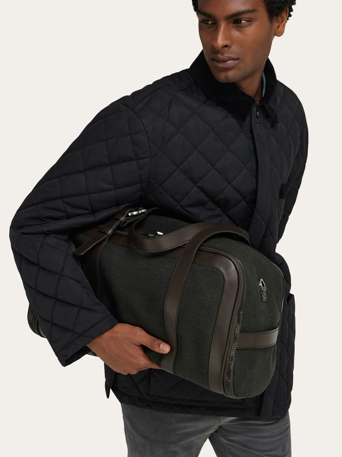 Ferragamo Mens Foldable weekend bag in Green