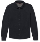 Loro Piana - Suede-Trimmed Mélange Cashmere-Blend Overshirt - Navy