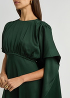 Zimmermann Eden Cascading Cape-effect Satin Mini Dress Green Dark