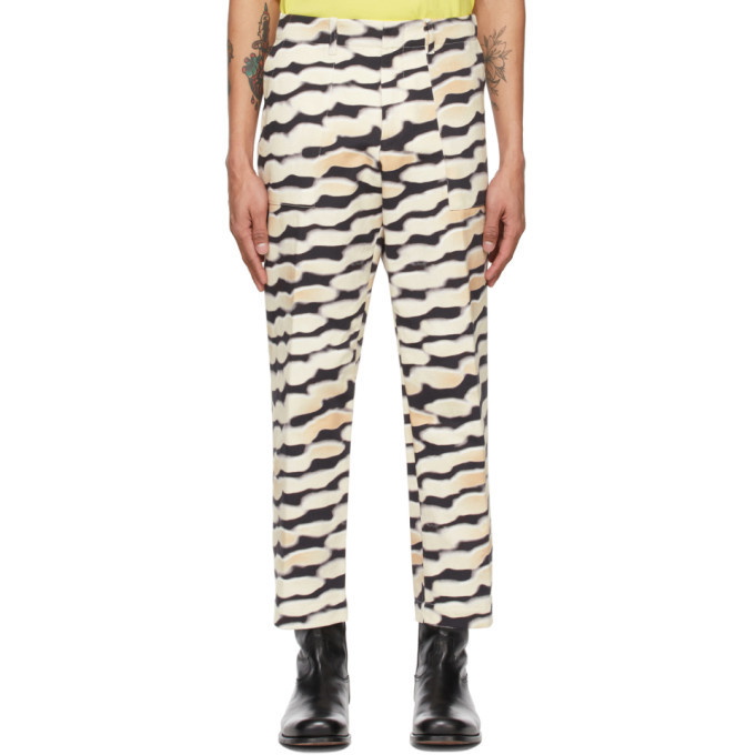 Photo: Dries Van Noten Off-White and Black Len Lye Edition Graphic Trousers