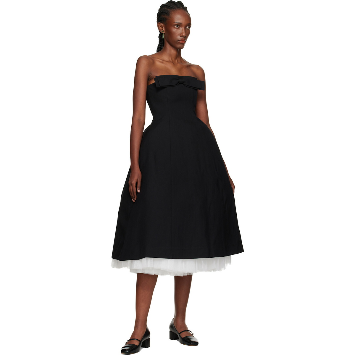SHUSHU/TONG Black Bowknot Bandeau Midi Dress