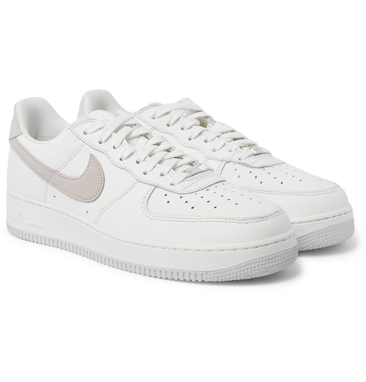 Photo: Nike - Air Force 1 07 Suede-Trimmed Full-Grain Leather Sneakers - White