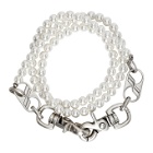 We11done Silver Pearl Triple Wrap Bracelet