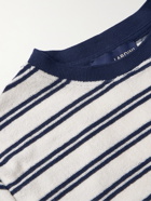 LARDINI - Striped Cotton-Blend Terry T-Shirt - Blue - S