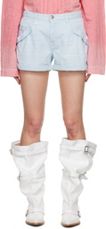 R13 Blue Pouch Pocket Denim Shorts