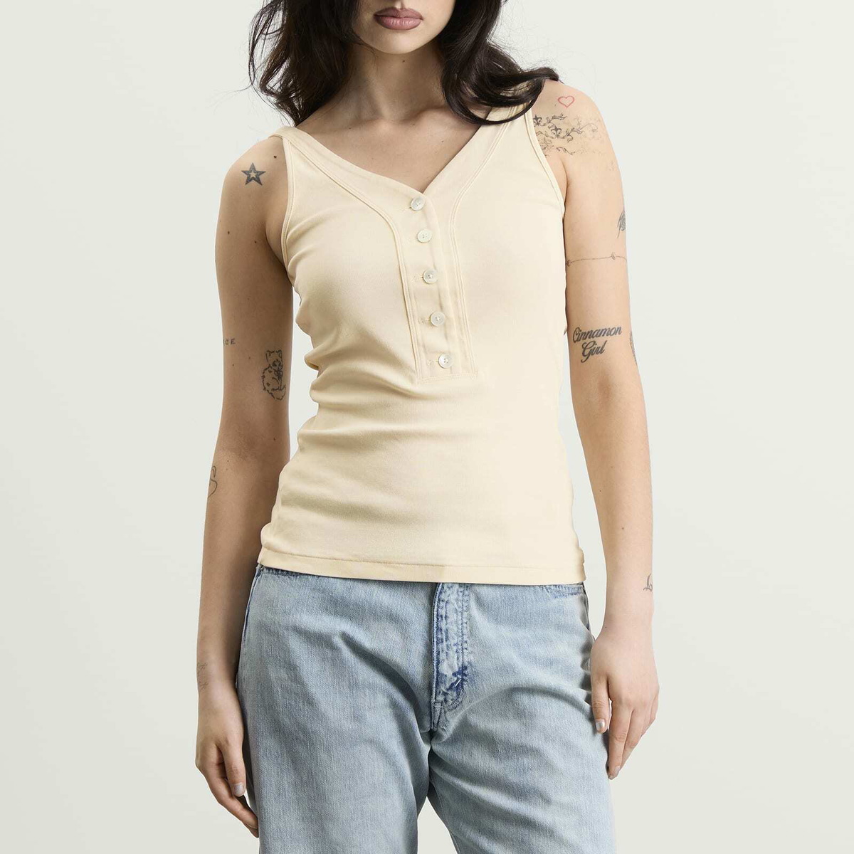 Auralee Women's Organic Cotton Fine Rib Tank Top in Ivory