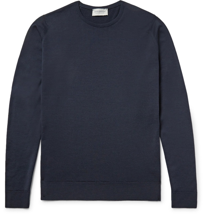 Photo: John Smedley - Lundy Slim-Fit Merino Wool Sweater - Blue