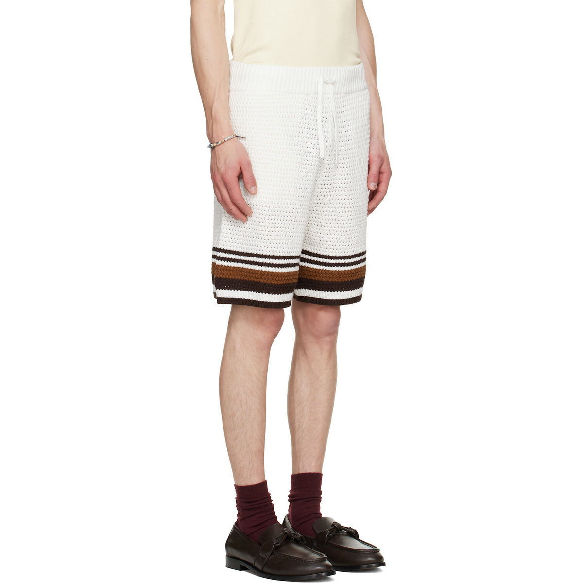 Casablanca Off-White Tennis Stripe Crochet Shorts