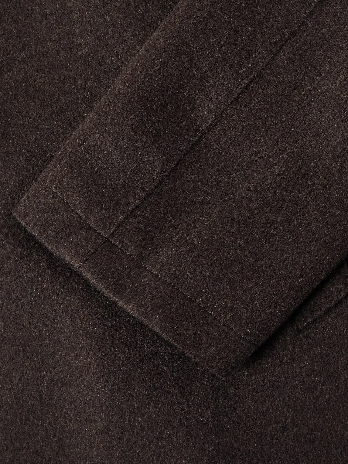 Rubinacci - Suede-Trimmed Brushed Cashmere Coat - Brown