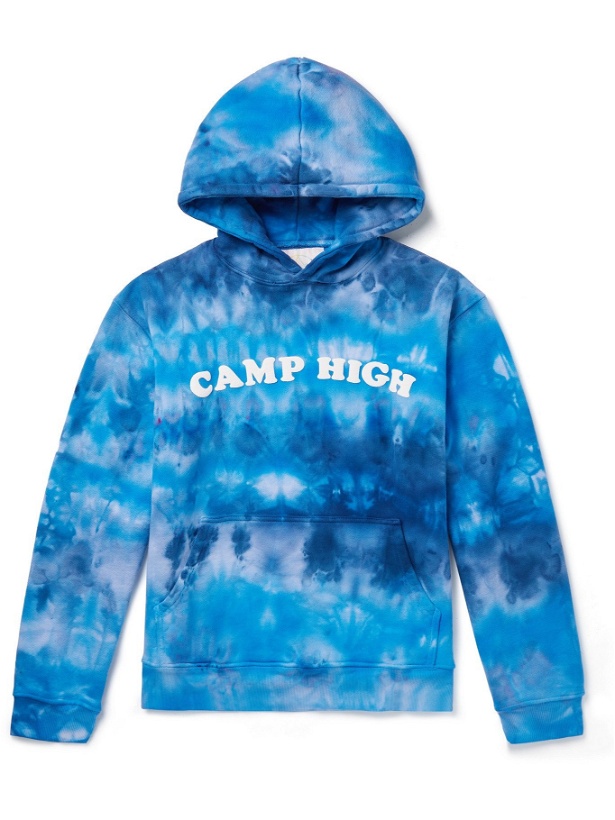 Photo: CAMP HIGH - Santa Monica Tie-Dyed Cotton-Jersey Hoodie - Blue