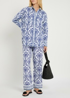 Farm Rio Tropical Printed Linen-blend Pyjama Trousers Navy