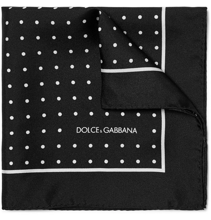 Photo: Dolce & Gabbana - Polka-Dot Silk-Twill Pocket Square - Men - Black