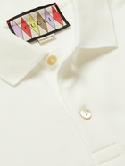 GUCCI - Logo-Embroidered Cotton-Piqué Polo Shirt - Neutrals