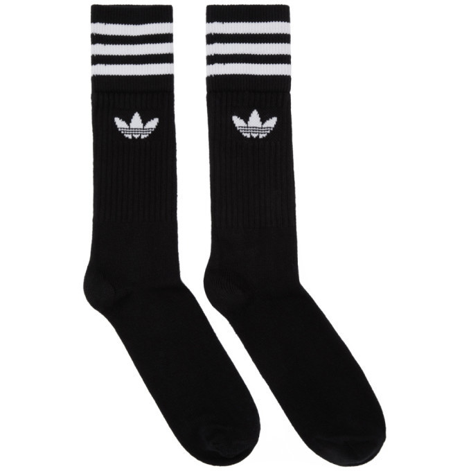 Photo: adidas Originals Three-Pack Black Logo Solid Crew Socks