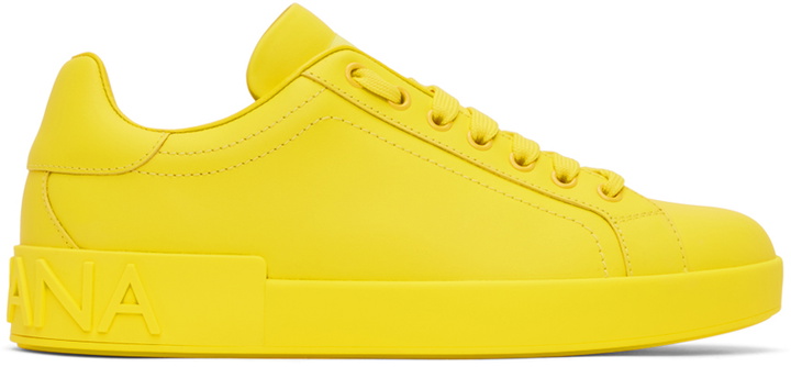 Photo: Dolce & Gabbana Yellow Portofino Sneakers