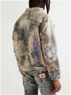 PROLETA-RE-ART - Uroboros Distressed Embroidered Bandana-Print Denim Jacket - Multi