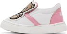 Moschino Baby White & Pink Teddy Slip-On Sneakers