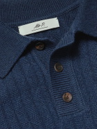 Mr P. - Textured Wool and Camel-Blend Polo Shirt - Blue