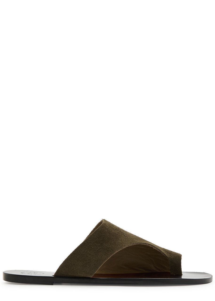 Atp Atelier Rosa Suede Thong Sandals Brown