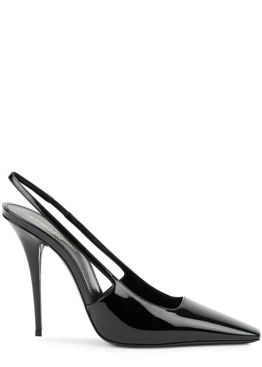【送料込】Saint Laurent_110 patent leather slingback pumps SAINT LAURENT Patent Calfskin PVC Miller 110 Slingback Pumps