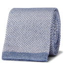 Brioni - 6cm Knitted Silk and Linen-Blend Tie - Men - Blue