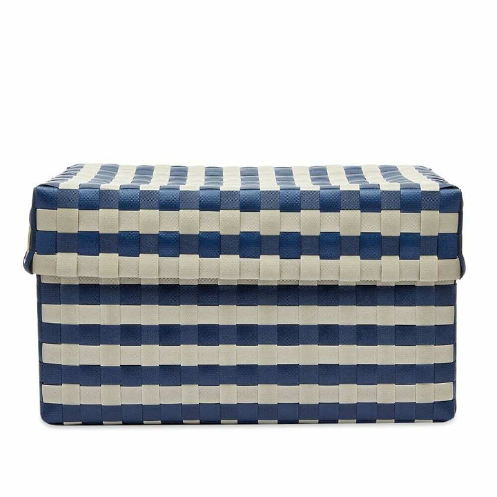 Photo: HAY Maxim Stripe Box - Medium in Blue/Sand 