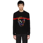 Alexander McQueen Black and Red Skull Sweater