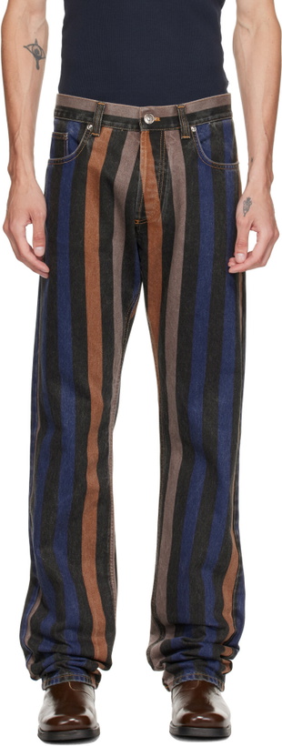 Photo: Versace Multicolor Striped Straight Jeans