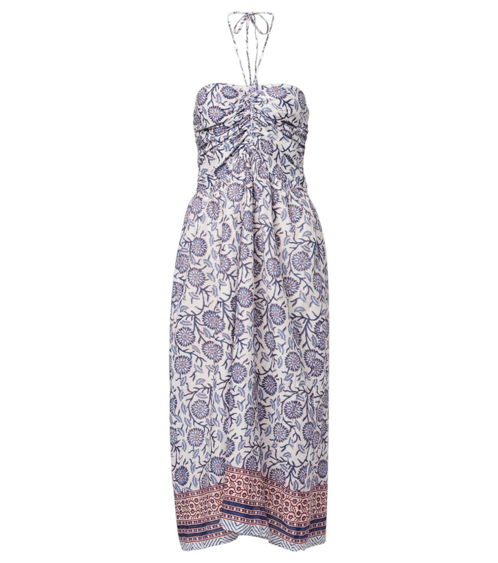 Photo: Velvet Floral ruched cotton midi dress