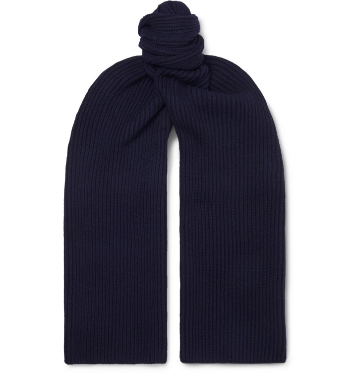 Photo: A.P.C. - Ribbed Mélange Merino Wool and Cashmere-Blend Scarf - Blue