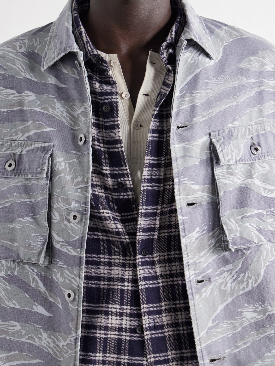 A.PRESSE - Checked Cotton and Silk-Blend Twill Shirt - Blue