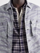 A.PRESSE - Checked Cotton and Silk-Blend Twill Shirt - Blue