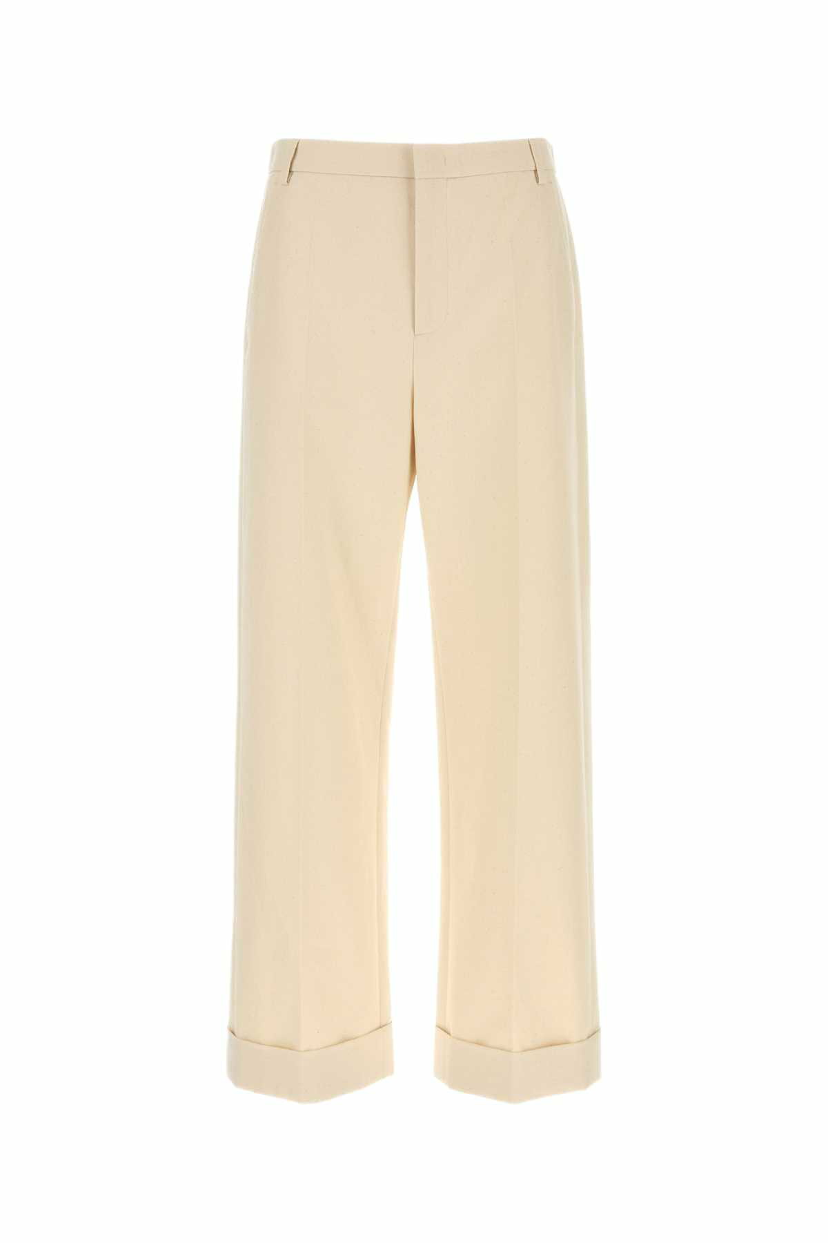 Valentino Garavani Melange Ivory Cotton Pant Valentino Garavani