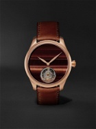 H. MOSER & CIE. - Endeavour Tourbillion Ox's Eye Automatic 40mm 18-Karat Red Gold and Leather Watch, Ref. No. 1804-0401