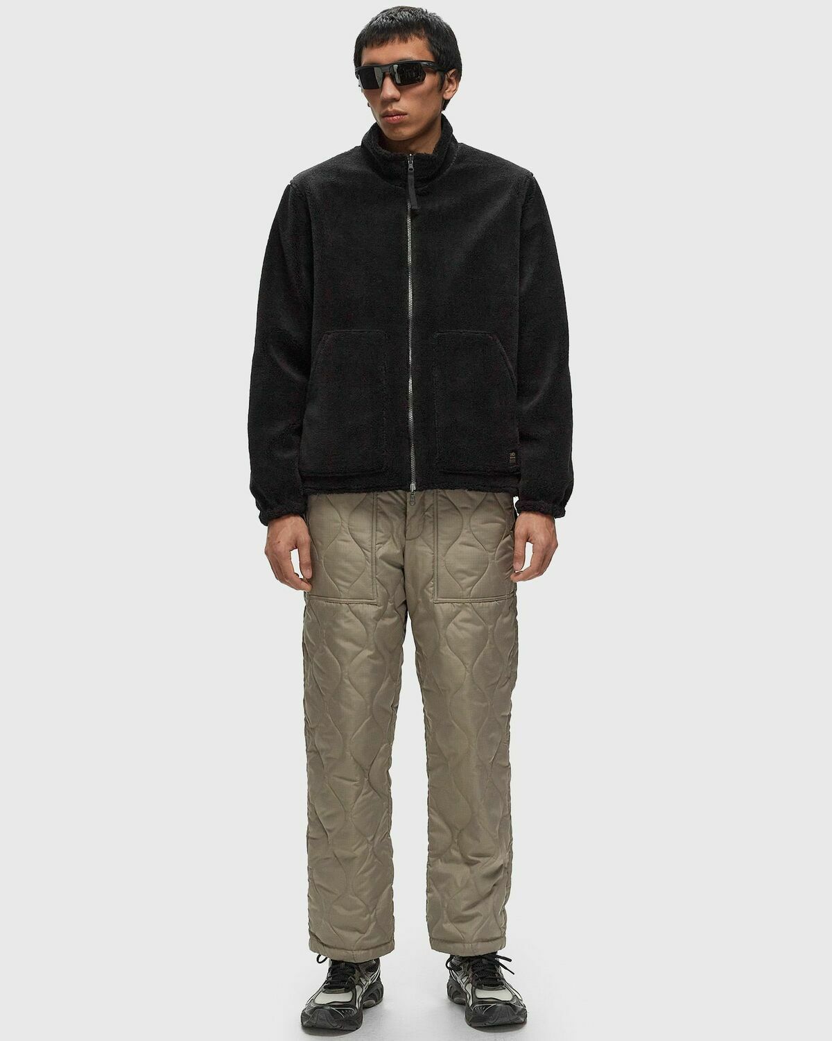 Taion Non Down Military Reversible Boa Hi Neck Jacket Black Bomber 