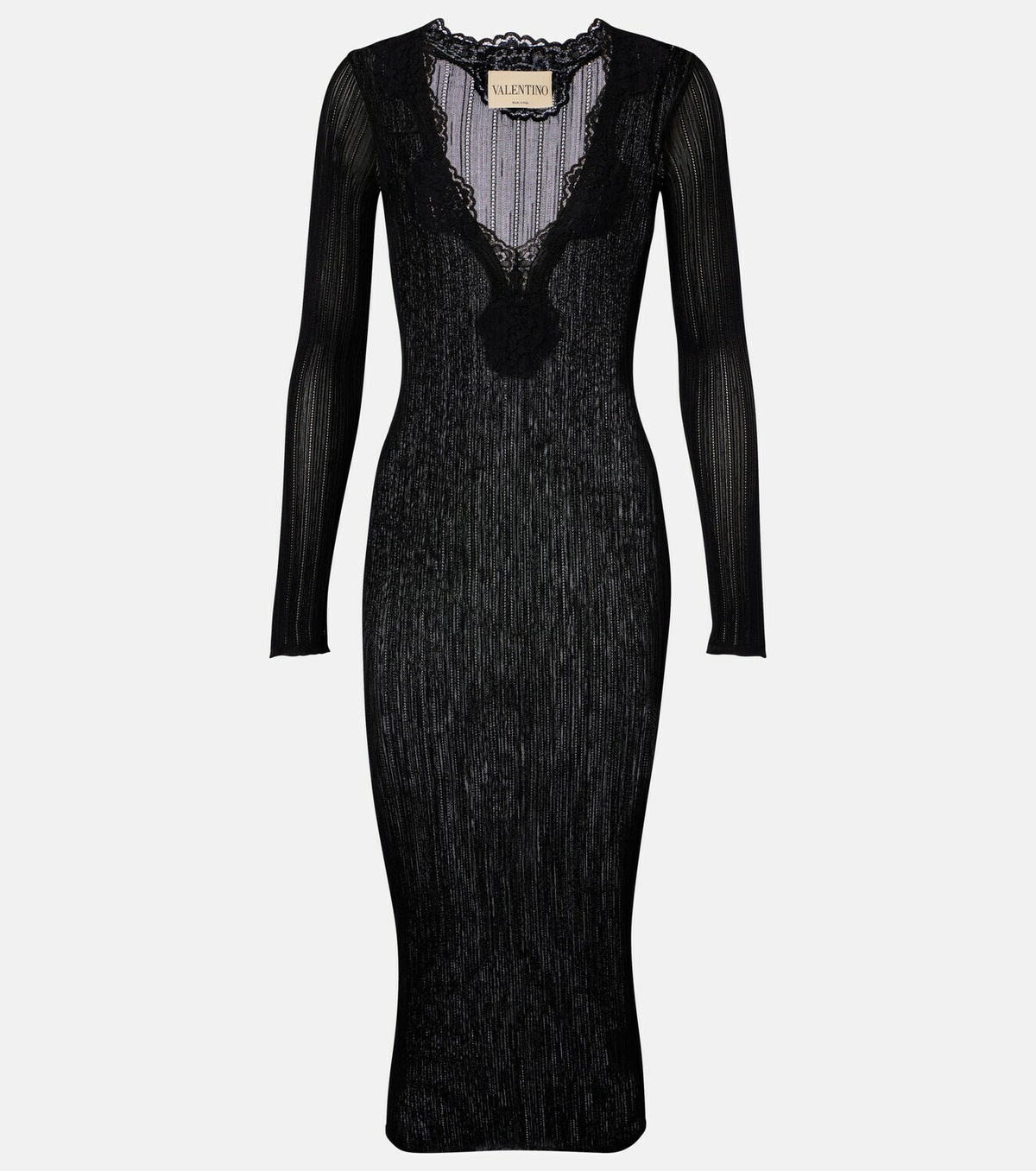 Valentino Ribbed-knit midi dress