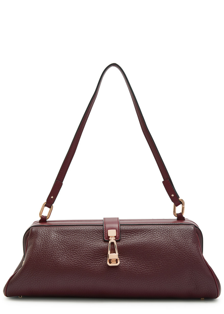 Gabriela Hearst Paola Grained Leather Clutch - Bordeaux - One Size