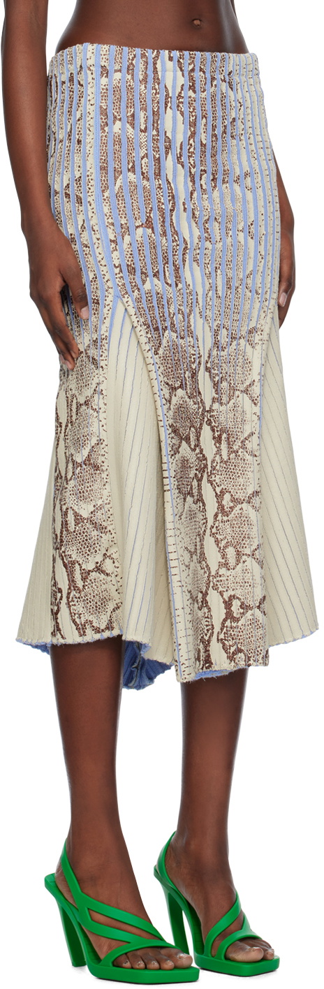 Stanley Raffington SSENSE Exclusive Off-White & Blue Midi Skirt