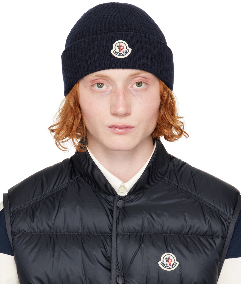 Moncler Navy Wool & Cashmere Beanie Moncler display picture 1