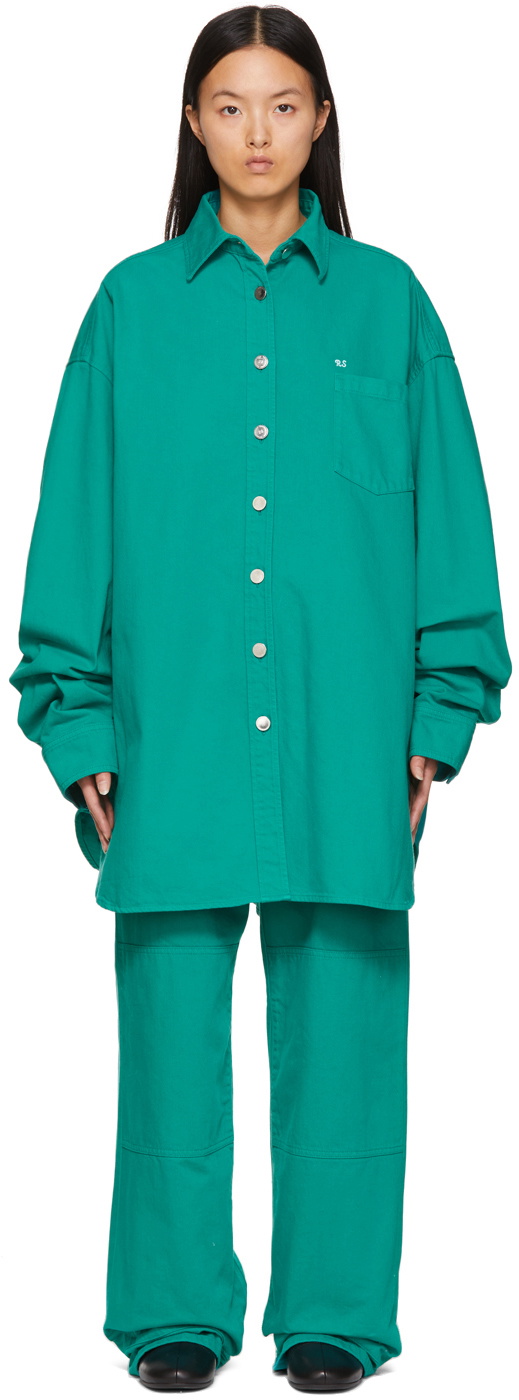 Raf Simons Green Denim Big Fit Shirt Raf Simons