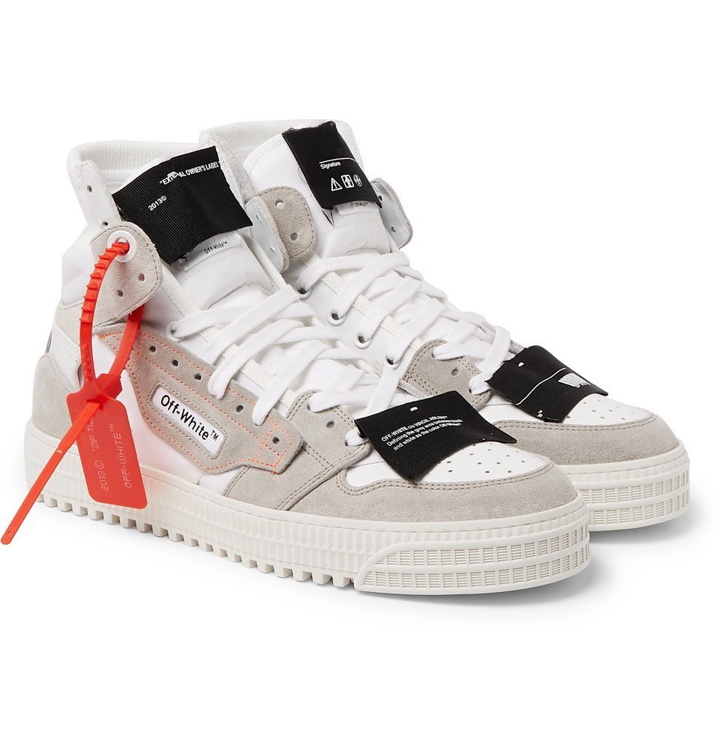 Photo: Off-White - 3.0 Off-Court Suede, Leather and Canvas High-Top Sneakers - Men - White