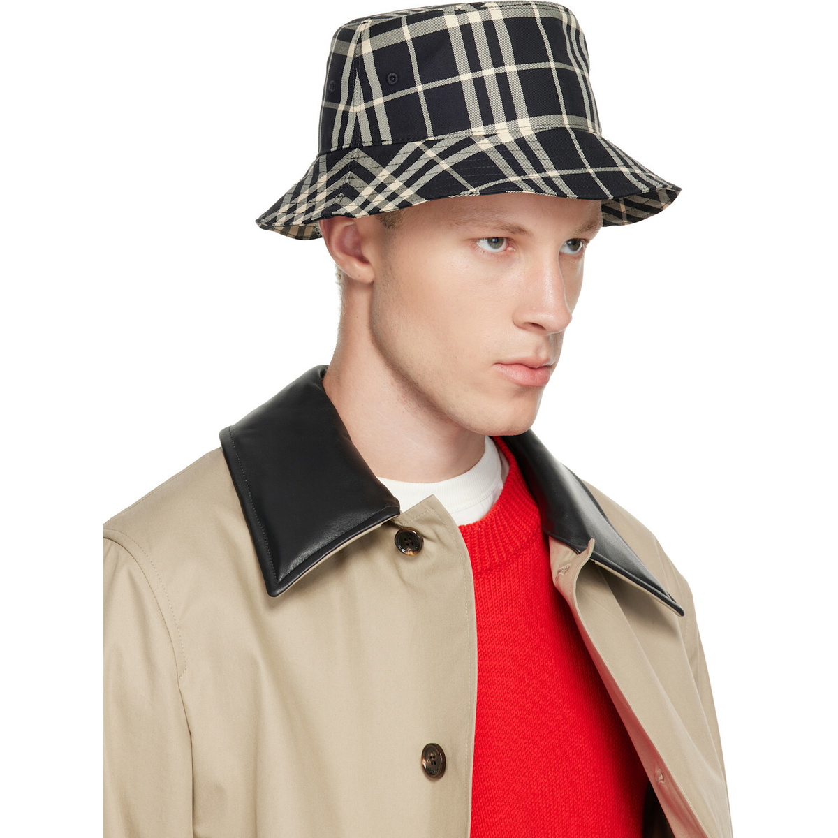 Burberry Black Check Cotton Bucket Hat