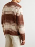 The Elder Statesman - Striped Ribbed Cotton and Cashmere-Blend Sweater - Brown