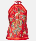 Etro Printed halterneck silk twill top